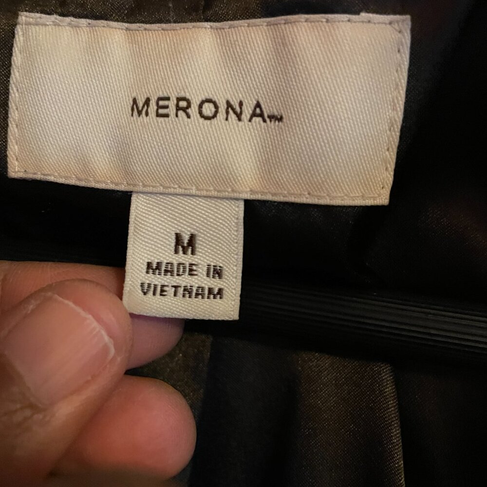VTG Tailored Flare Fit Herringbone Tweed Wool Blend Coat. Merona, Women's Medium - Picture 10 of 16